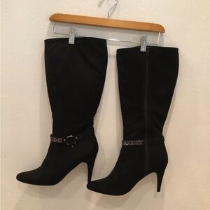 Impo black suede fabric boots size 9 EUC